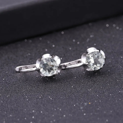 GEM'S BALLET Pure 925 Sterling Silver Fine Jewelry Oval 5.47Ct Natural Green Amethyst Birthstone Stud Earrings For Women