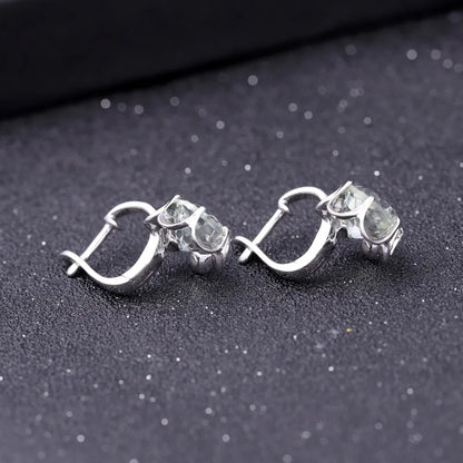 GEM'S BALLET Pure 925 Sterling Silver Fine Jewelry Oval 5.47Ct Natural Green Amethyst Birthstone Stud Earrings For Women