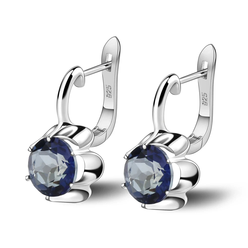 GEM'S BALLET Pure 925 Sterling Silver Fine Jewelry Oval 5.47Ct Natural Green Amethyst Birthstone Stud Earrings For Women