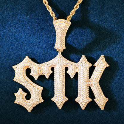 CUC Custom Name Brush Script Letter Pendant Chain Women Men HipHop Necklace Iced Out Zircon Customized Rock Rapper Jewelry