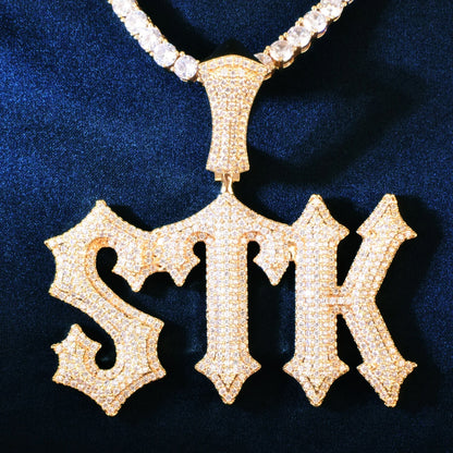 CUC Custom Name Brush Script Letter Pendant Chain Women Men HipHop Necklace Iced Out Zircon Customized Rock Rapper Jewelry