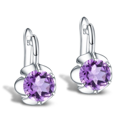 GEM'S BALLET Pure 925 Sterling Silver Fine Jewelry Oval 5.47Ct Natural Green Amethyst Birthstone Stud Earrings For Women