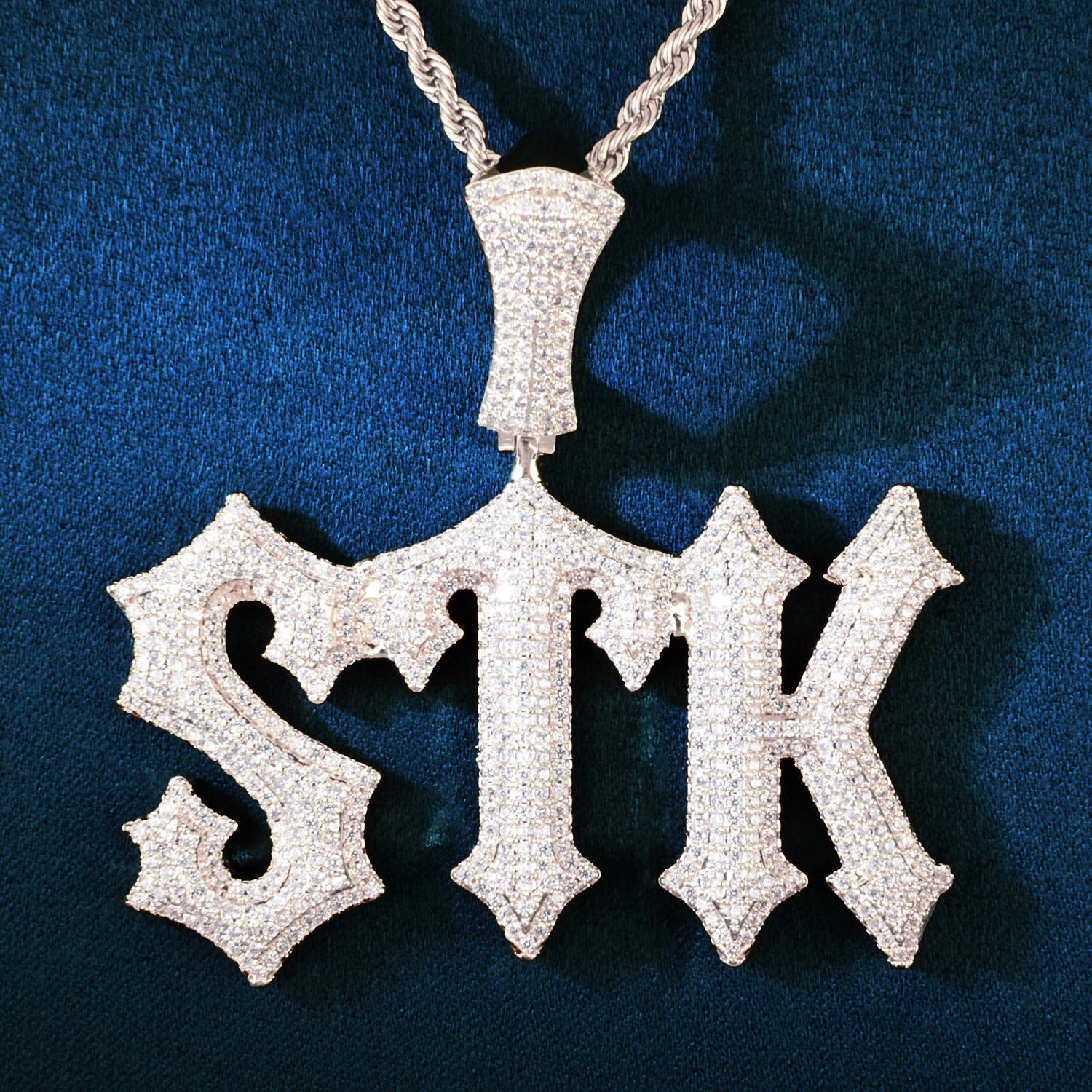 CUC Custom Name Brush Script Letter Pendant Chain Women Men HipHop Necklace Iced Out Zircon Customized Rock Rapper Jewelry