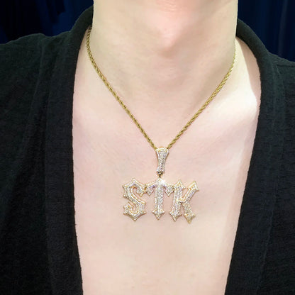 CUC Custom Name Brush Script Letter Pendant Chain Women Men HipHop Necklace Iced Out Zircon Customized Rock Rapper Jewelry